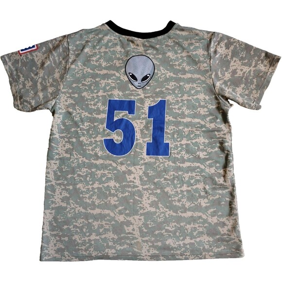 LAS VEGAS 51s USO MiLB Baseball SGA Digital 8-bit Camo Alien Pullover Jersey XL - Picture 4 of 7